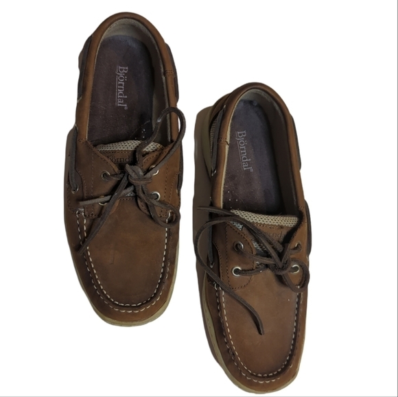 Bjorndal Chesapeake comfy classic brown leather slip on boat shoes. Sz 8 - Picture 8 of 10